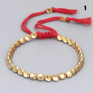 Adjustable Copper Beads Tassel Bracelet Lucky Rope Wrist Chain