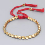 Adjustable Copper Beads Tassel Bracelet Lucky Rope Wrist Chain