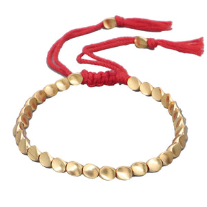 Adjustable Copper Beads Tassel Bracelet Lucky Rope Wrist Chain