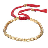 Adjustable Copper Beads Tassel Bracelet Lucky Rope Wrist Chain