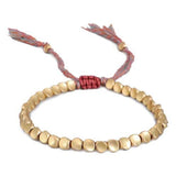 Adjustable Copper Beads Tassel Bracelet Lucky Rope Wrist Chain
