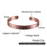 Adjustable Copper Magnetic Bracelet Vintage Crackle Bangle