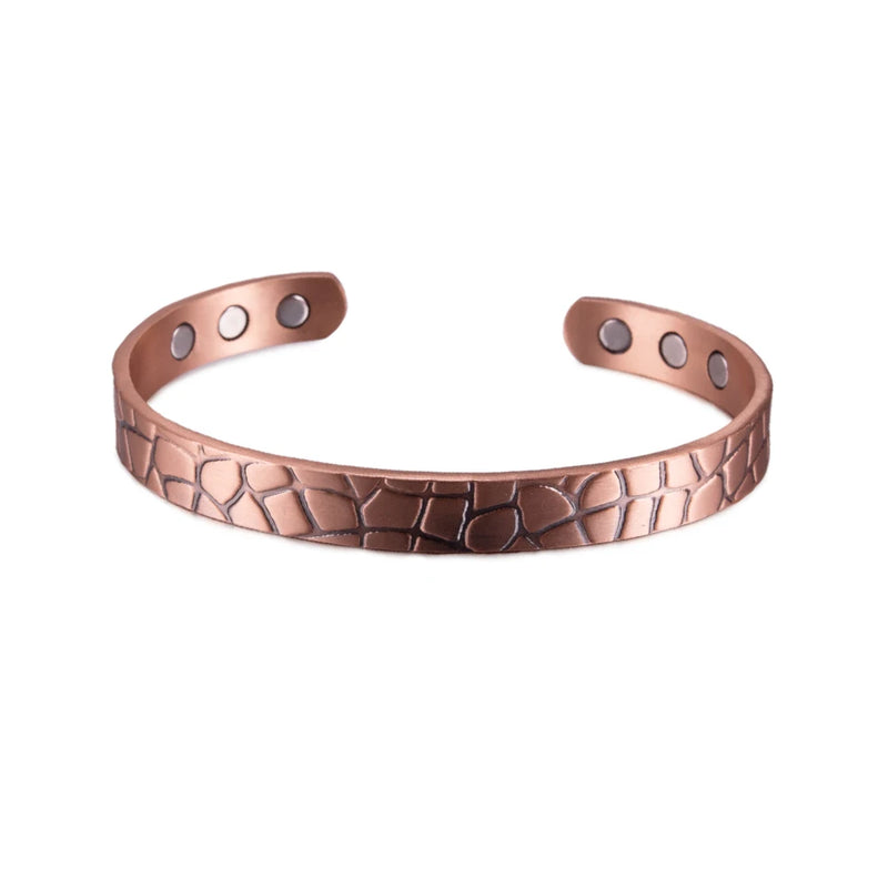 Adjustable Copper Magnetic Bracelet Vintage Crackle Bangle