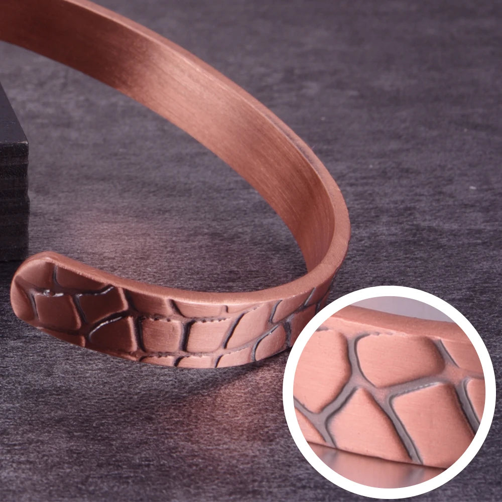 Adjustable Copper Magnetic Bracelet Vintage Crackle Bangle