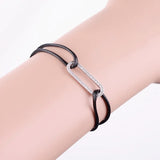 Adjustable Cordons Bracelet Sterling Silver Zircon Pendant Rope Bracelet