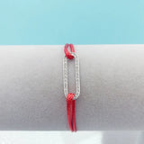 Adjustable Cordons Bracelet Sterling Silver Zircon Pendant Rope Bracelet