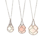 Adjustable Crystal Net Metal Necklace with Copper Crystal Holder