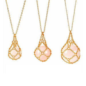 Adjustable Crystal Net Metal Necklace with Copper Crystal Holder