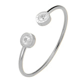 Adjustable Cuff Bracelet Stainless Steel CZ Roman Letter