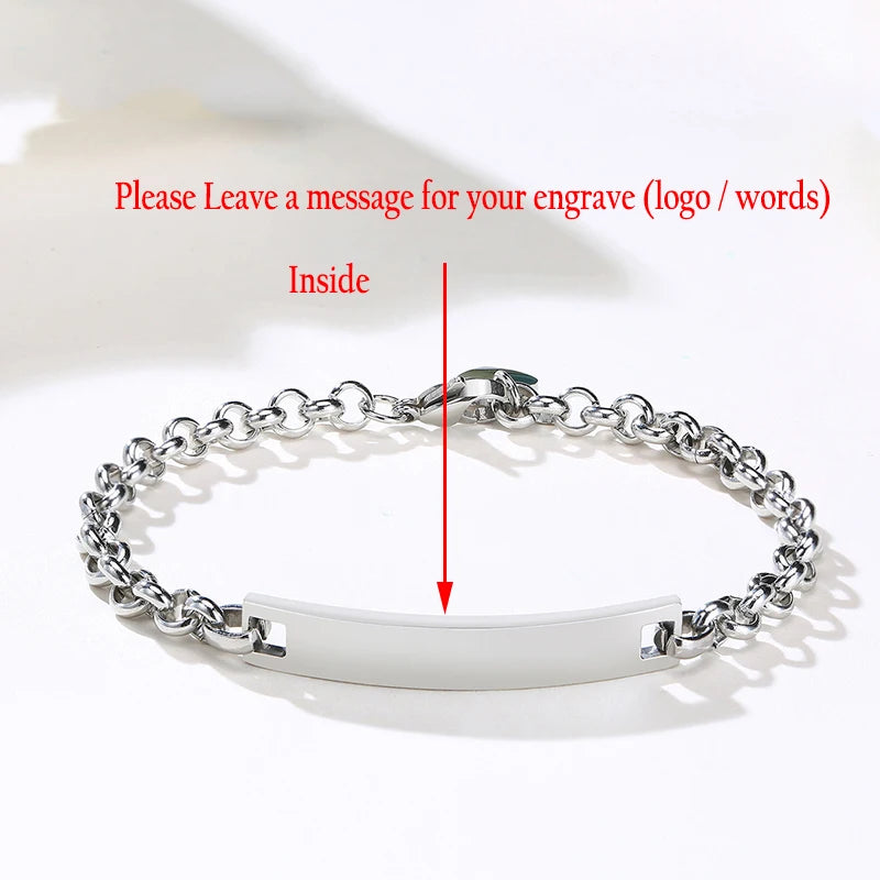 Customizable Name Emergency Bracelets for Kids - Braided Chain Bangle