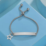 Adjustable Stainless Steel Bracelet Engraved Name Unisex Jewelry Gift