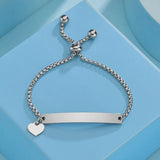 Adjustable Stainless Steel Bracelet Engraved Name Unisex Jewelry Gift