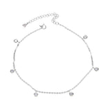 Adjustable 925 Sterling Silver CZ Drop Anklet Jewelry