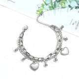 Adjustable Stainless Steel Love Beads Bracelet for Women Girls