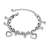 Adjustable Stainless Steel Love Beads Bracelet for Women Girls