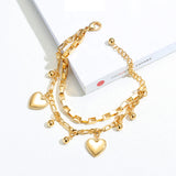 Adjustable Stainless Steel Love Beads Bracelet for Women Girls