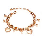 Adjustable Stainless Steel Love Beads Bracelet for Women Girls