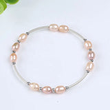 Adjustable Freshwater Pearl Stone Crystal Cuff Bangle Bracelet Wedding Gift