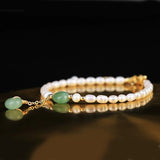 Adjustable Freshwater Pearls Stone Bangle Bracelet for Women
