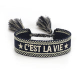 Adjustable Friendship Bracelet Women's Retro Woven Tassel Letter Bracelet