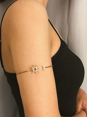 Adjustable Geometric Arm Cuff Zircon Rhinestone Star Moon Arm Jewelry