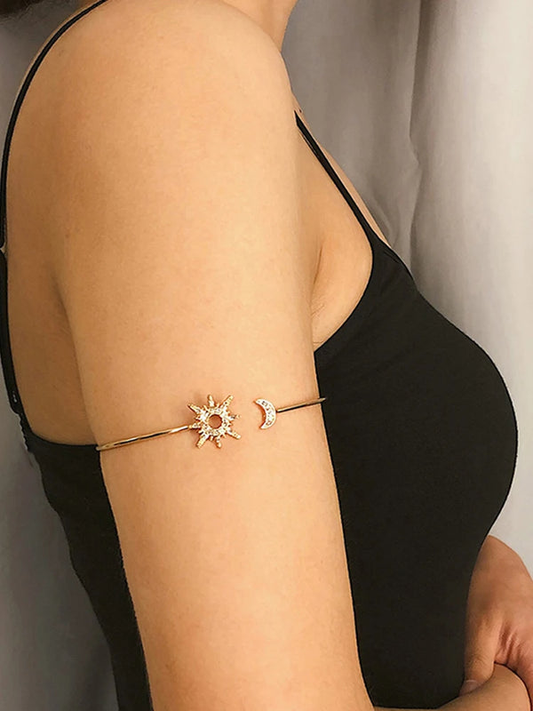 Adjustable Geometric Arm Cuff Zircon Rhinestone Star Moon Arm Jewelry