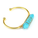 Adjustable Wire Wrap Stone Bangle Bracelet