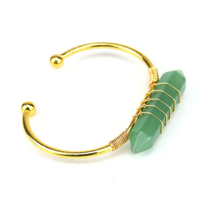 Adjustable Wire Wrap Stone Bangle Bracelet