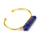 Adjustable Wire Wrap Stone Bangle Bracelet