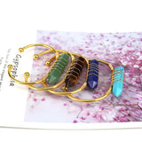 Adjustable Wire Wrap Stone Bangle Bracelet