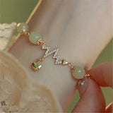 Adjustable Hetian Jade Bead Bracelet Heart Pendant