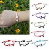 Adjustable Red Braided Rope Bracelet with Ceramic Cat Pendant
