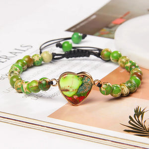 Adjustable Heart Stone Bracelet - Healing Balance Meditation Love Bracelet
