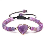Adjustable Heart Stone Bracelet - Healing Balance Meditation Love Bracelet