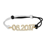 Adjustable Leather Cord Bracelet Zircon Date Bracelet Gift