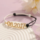 Adjustable Leather Cord Bracelet Zircon Date Bracelet Gift