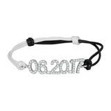 Adjustable Leather Cord Bracelet Zircon Date Bracelet Gift