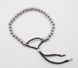 Adjustable Length Rope Silver Bead Bracelet Bangle Jewelry