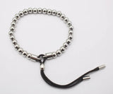 Adjustable Length Rope Silver Bead Bracelet Bangle Jewelry