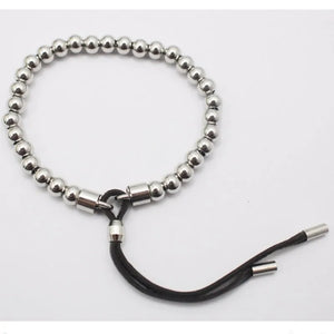 Adjustable Length Rope Silver Bead Bracelet Bangle Jewelry