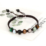 Adjustable Mixed Woven Bracelet with Faceted Natural Stone