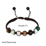 Adjustable Mixed Woven Bracelet with Faceted Natural Stone