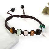 Adjustable Mixed Woven Bracelet with Faceted Natural Stone