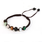 Adjustable Mixed Woven Bracelet with Faceted Natural Stone