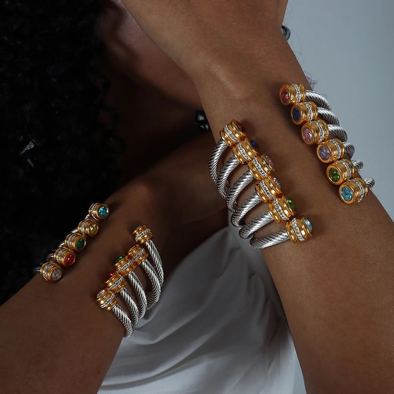 Adjustable Multicolor Zircon Charm Bracelet Hand Chain Jewelry