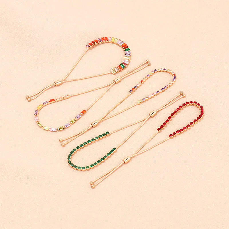 Adjustable Rainbow Zircon Tennis Bracelet Wedding Jewelry