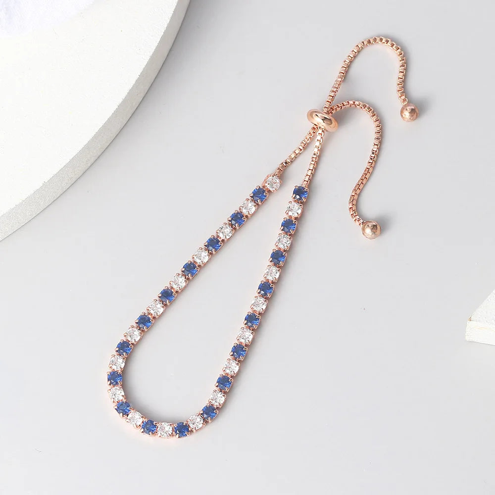 Adjustable Multicolor Tennis Bracelet for Women Wedding Rainbow Zircon Charm