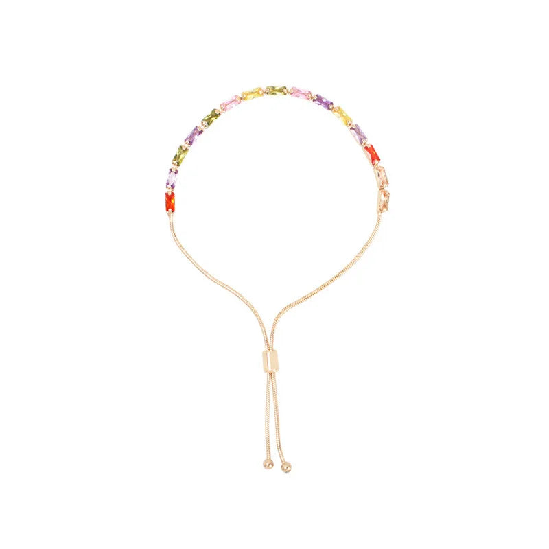 Adjustable Rainbow Zircon Tennis Bracelet Wedding Jewelry