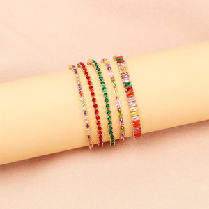 Adjustable Rainbow Zircon Tennis Bracelet Wedding Jewelry