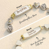 Adjustable Engraved Name Bracelet with Peach Heart Butterfly Cross Pendant